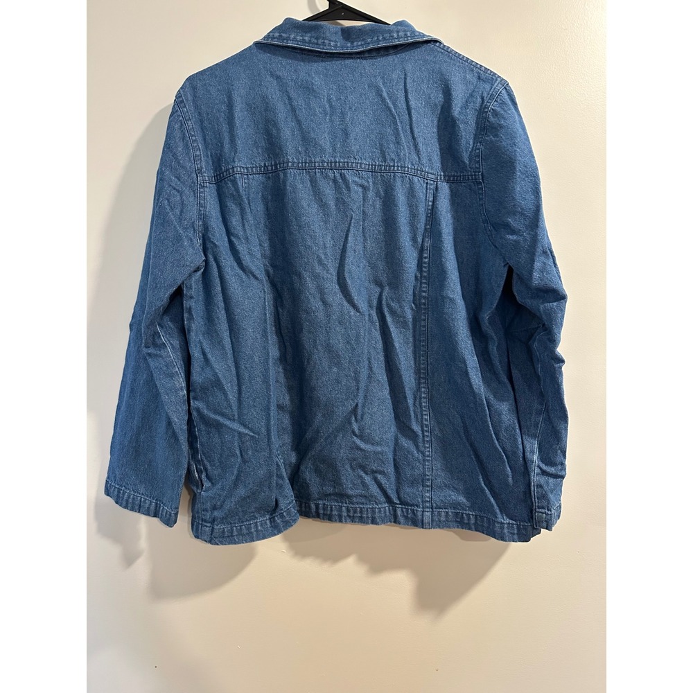 National Denim Embroidered Floral Paisley Button Front Shirt Jacket Blue 14P - Picture 3 of 5